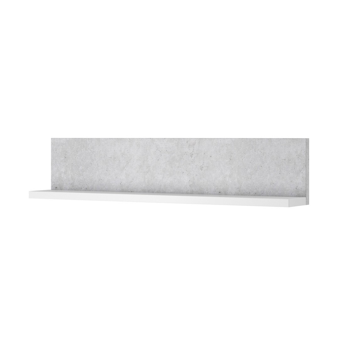 Étagère murale design 150cm coloris blanc et gris effet béton. Collection BERGAME.