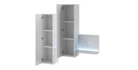 Composition murale design 152cm blanche et effet béton + LED. Collection BERGAME.