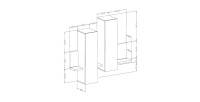 Composition murale design 152cm blanche et effet béton + LED. Collection BERGAME.