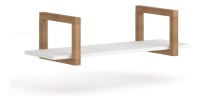 Étagère murale design 80cm coloris blanc et hêtre. Collection GEILO.