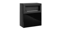 Commode avec cheminée bio-éthanol - COMINA - Façades noires brillantes