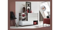 Buffet, bahut, enfilade KLIS trois portes et trois niches. Coloris blanc. Style design.
