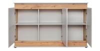 Buffet, bahut, enfilade MUNICH trois portes. Coloris gris perle et chêne. Style design.