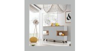Buffet, bahut, enfilade CORDOBA cinq portes. Coloris gris et chêne. Style design.