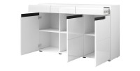 Buffet design LUCIA, 3 portes et 3 tiroirs. Coloris blanc brillant et noir