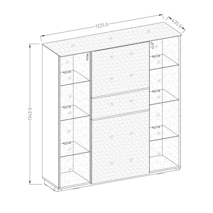 Buffet haut TONGA quatre portes et un tiroirs. Couleur Wengé. LED incluses. Style design.