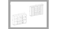 Buffet haut TONGA quatre portes et deux tiroirs. Couleur Wengé. LED incluses. Style design.