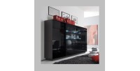 Buffet haut TONGA quatre portes et deux tiroirs. Couleur Wengé. LED incluses. Style design.