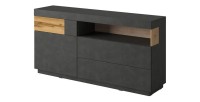 Buffet collection KILES 170cm, LED intégré. Coloris gris anthracite et chêne. Style design