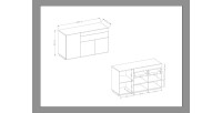 Buffet, bahut, enfilade KILES trois portes et un tiroir. Coloris blanc et gris. Style design