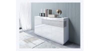 Buffet, bahut, enfilade KILES trois portes et un tiroir. Coloris blanc et gris. Style design