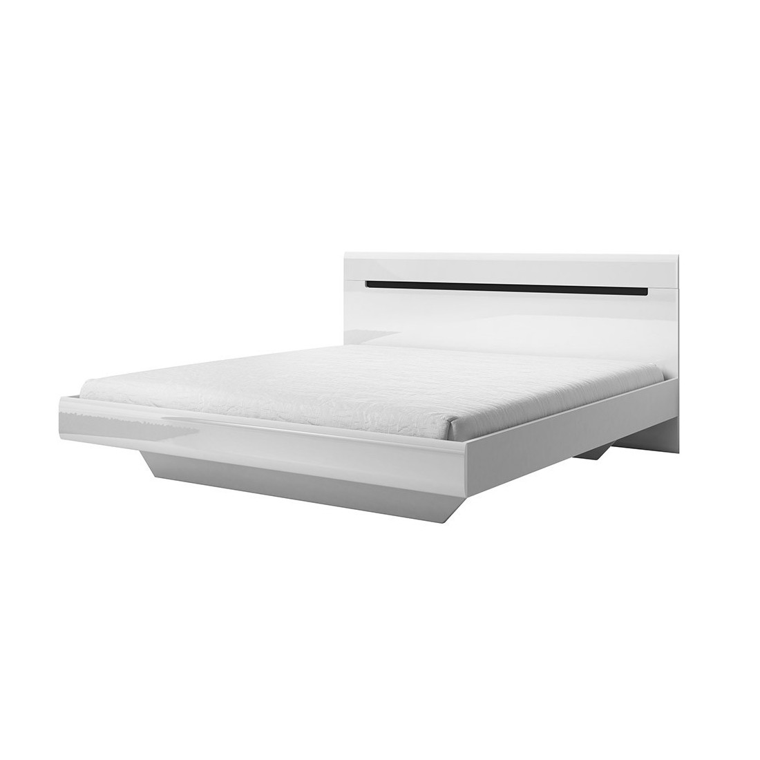 Ensemble Lit 160x200 plus 2 Chevets. Collection LUCIA. Couleur blanc. Style design.