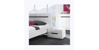Ensemble Lit 160x200 plus 2 Chevets. Collection LUCIA. Couleur blanc. Style design.