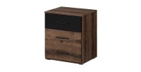 Ensemble Lit 160x200 plus Chevets collection EOS. Couleur chêne foncé et noir.