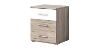 Ensemble Lit 160x200 et Chevets collection EOS. Couleur chêne clair et blanc.