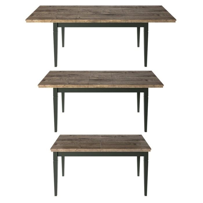 Ensemble de 4 meubles pour salle à manger coloris vert et chêne. Collection ASSIA