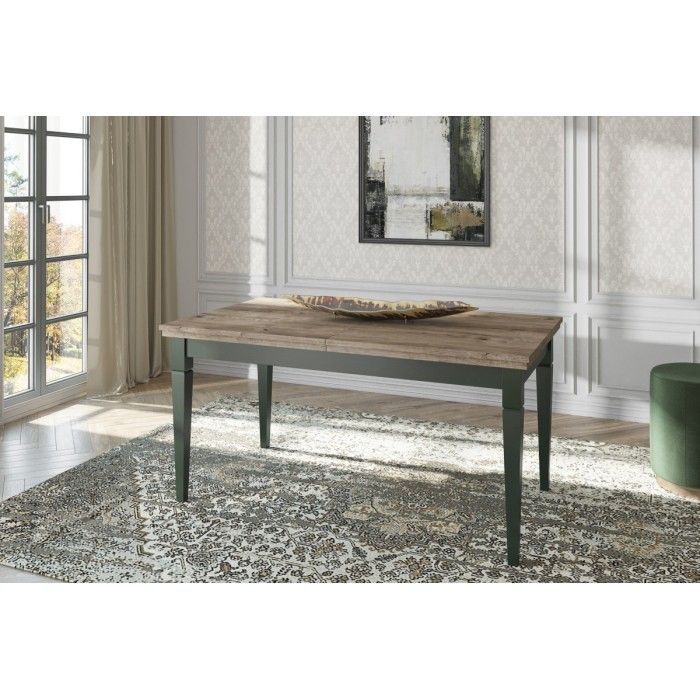 Ensemble de 4 meubles pour salle à manger coloris vert et chêne. Collection ASSIA