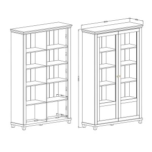 Ensemble de 4 meubles pour salle à manger coloris frêne blanc et chêne. Collection ASSIA