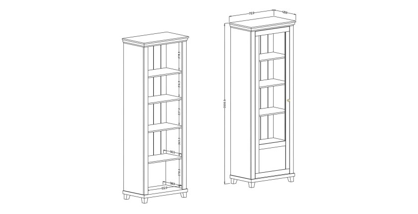 Ensemble de 4 meubles pour salle à manger coloris frêne blanc et chêne. Collection ASSIA