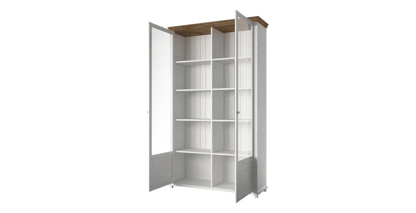 Ensemble de 4 meubles pour salle à manger coloris frêne blanc et chêne. Collection ASSIA