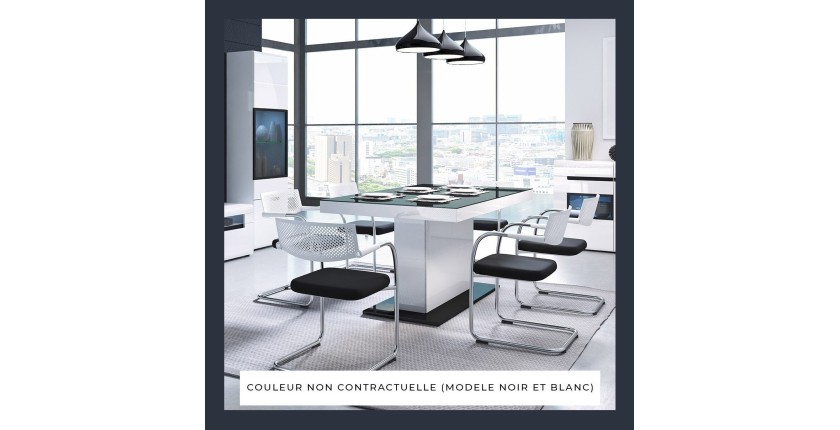 Table extensible design pour salle à manger Collection LUCIA. Coloris Blanc brillant.