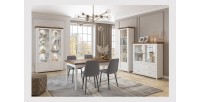 Table extensible jusqu'à 240cm pour salle à manger Collection ASSIA. Coloris frêne blanc et chêne