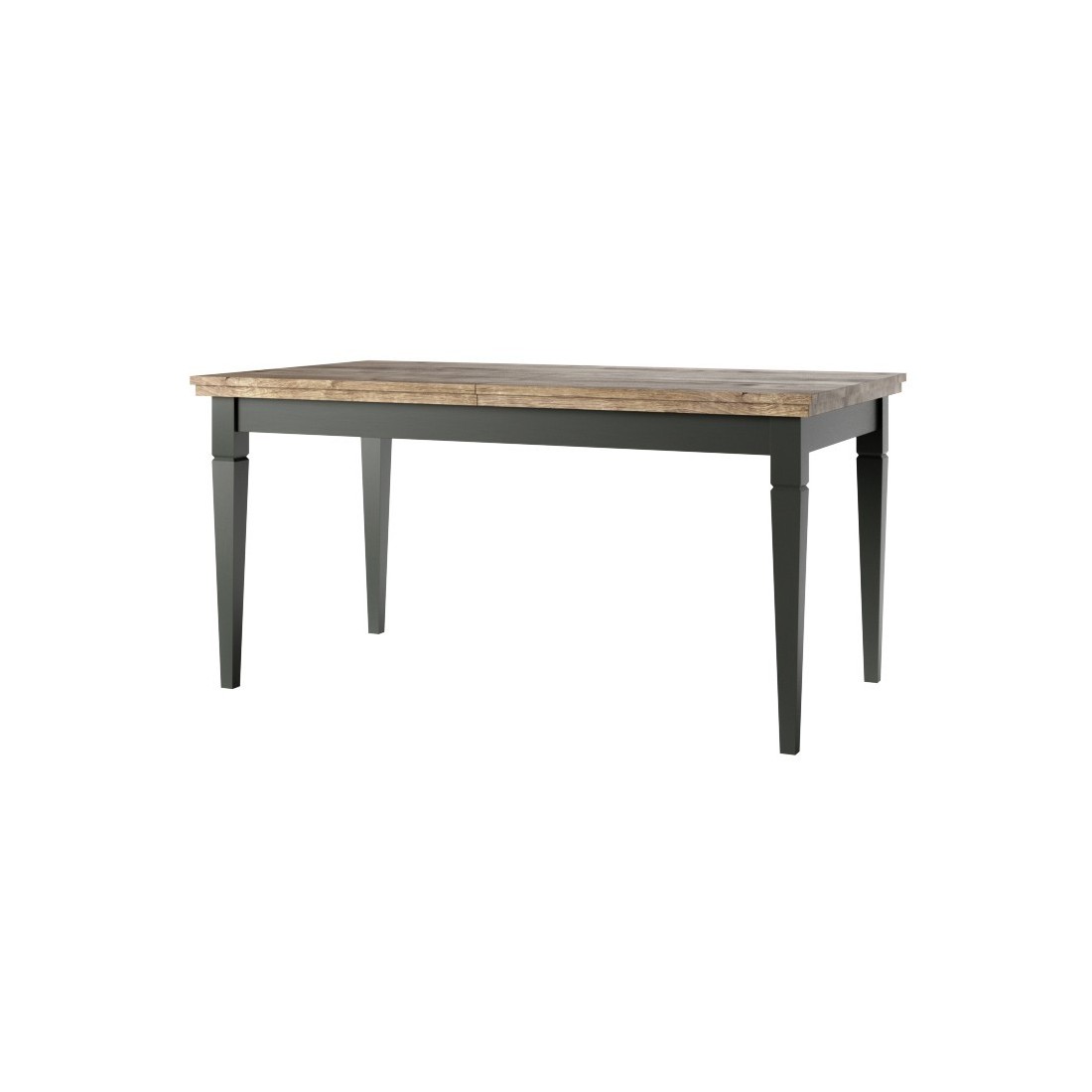 Table extensible jusqu'à 240cm pour salle à manger Collection ASSIA. Coloris vert et chêne