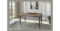 Table extensible jusqu'à 240cm pour salle à manger Collection ASSIA. Coloris vert et chêne