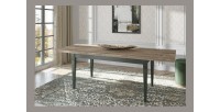 Table extensible jusqu'à 240cm pour salle à manger Collection ASSIA. Coloris vert et chêne