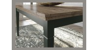Table extensible jusqu'à 240cm pour salle à manger Collection ASSIA. Coloris vert et chêne