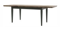 Table extensible jusqu'à 240cm pour salle à manger Collection ASSIA. Coloris vert et chêne