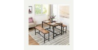 Lot de 2 bancs style industriel collection TAMPA structure en métal et assise en bois.