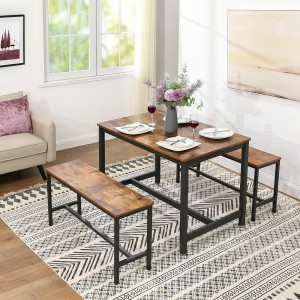 Lot de 2 bancs style industriel collection TAMPA structure en métal et assise en bois.