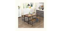 Lot de 2 bancs style industriel collection TAMPA structure en métal et assise en bois.