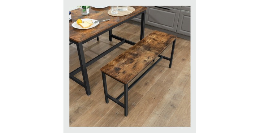 Lot de 2 bancs style industriel collection TAMPA structure en métal et assise en bois.
