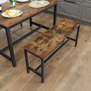 Lot de 2 bancs style industriel collection TAMPA structure en métal et assise en bois.