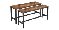 Lot de 2 bancs style industriel collection TAMPA structure en métal et assise en bois.