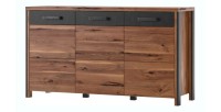 Buffet 140cm collection WINDSOR . Coloris chêne foncé et gris anthracite.