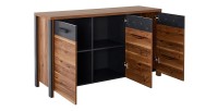 Buffet 140cm collection WINDSOR . Coloris chêne foncé et gris anthracite.