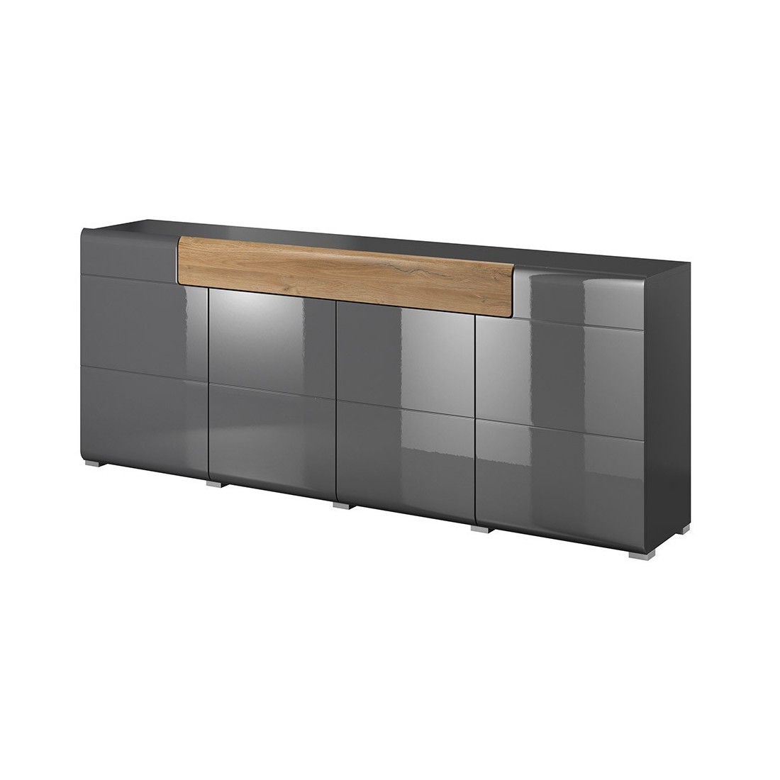 Buffet 200cm collection OHIO. Coloris gris anthracite et chêne.