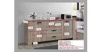 Buffet collection VERMONT, 2 portes et 3 tiroirs. Effet bois.