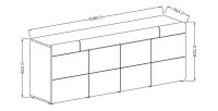 Buffet 200cm collection OHIO. Coloris blanc et finitions chêne