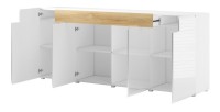 Buffet 200cm collection OHIO. Coloris blanc et finitions chêne