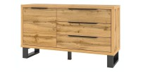 Buffet design 140cm. Collection MILO une porte et trois tiroirs. Coloris chêne.