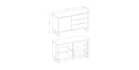 Buffet design 140cm. Collection MILO une porte et trois tiroirs. Coloris chêne.