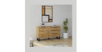 Buffet design 140cm. Collection MILO une porte et trois tiroirs. Coloris chêne.