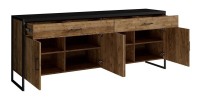 Buffet 200cm style industriel collection ANAFI . Coloris épicéa et noir. 4 portes et 2 tiroirs.