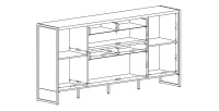 Buffet 200cm style industriel collection ZOLA. Coloris épicéa et gris. 3 portes et 2 tiroirs.