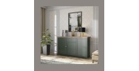 Buffet 160cm avec 3 portes et un tiroir collection ASSIA. Coloris vert et chêne.