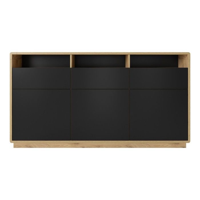 Buffet 180cm collection VILLA. Couleur chêne et noir. LED intégrées